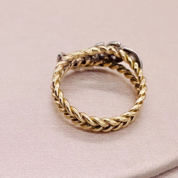 EUC Vintage 14k Gold .50 ct. Diamond Cluster Floral Leaf Cocktail Ring - Picture 14 of 17